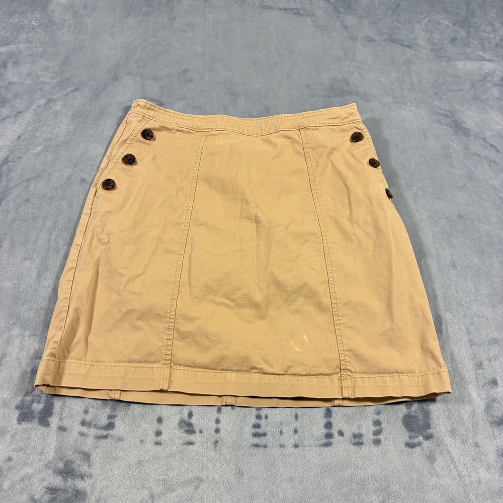 Banana Republic Skirt Womens 6 Tan Sailor Button Front Mini Cotton Spandex